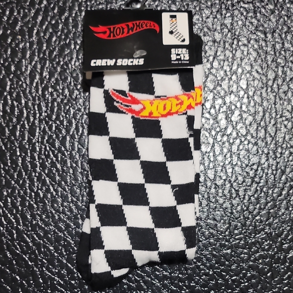 Hot Wheels Black and White Checkered Causal Crew Socks